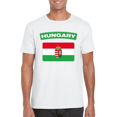 T-shirt wit Hongarije vlag wit heren