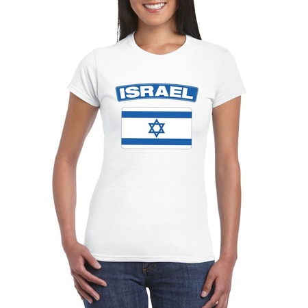 T-shirt wit Israel vlag wit dames