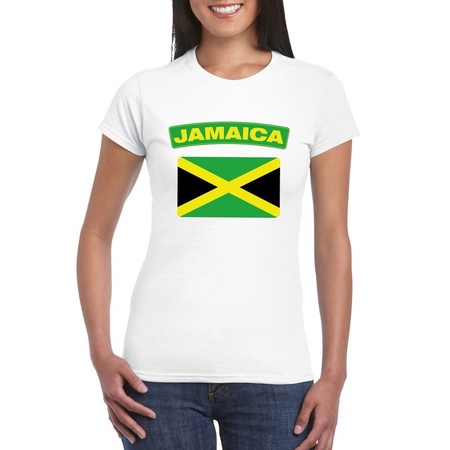 T-shirt wit Jamaica vlag wit dames