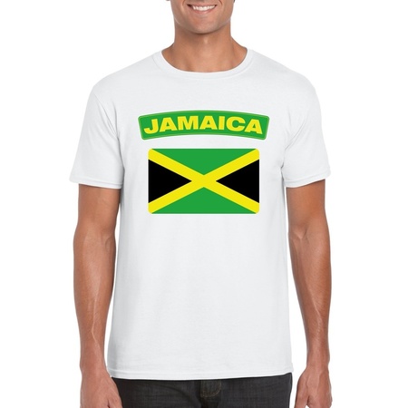 T-shirt wit Jamaica vlag wit heren