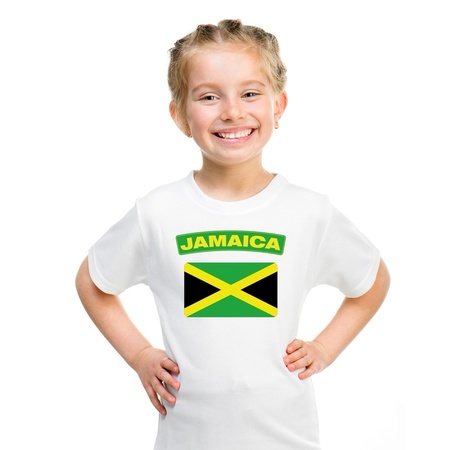 T-shirt wit Jamaica vlag wit jongens en meisjes