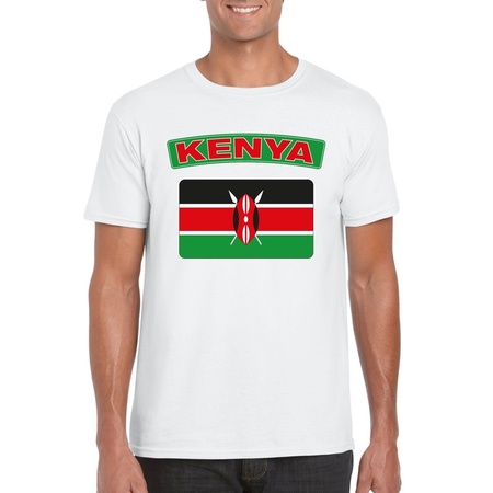T-shirt wit Kenia vlag wit heren