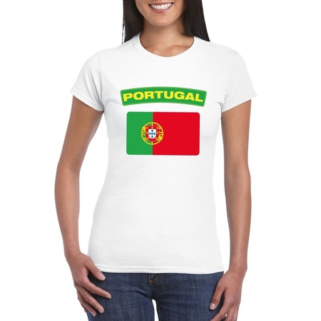 T-shirt wit Portugal vlag wit dames