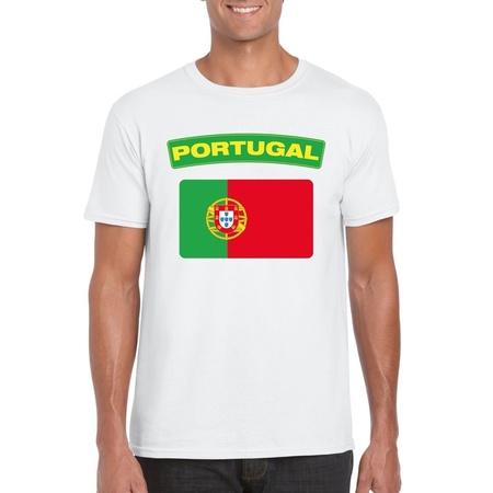 T-shirt wit Portugal vlag wit heren