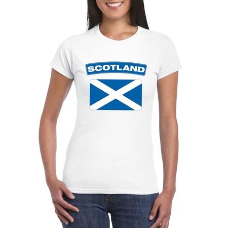 T-shirt wit Schotland vlag wit dames