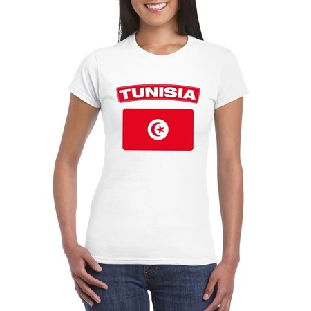 T-shirt wit Tunesie vlag wit dames
