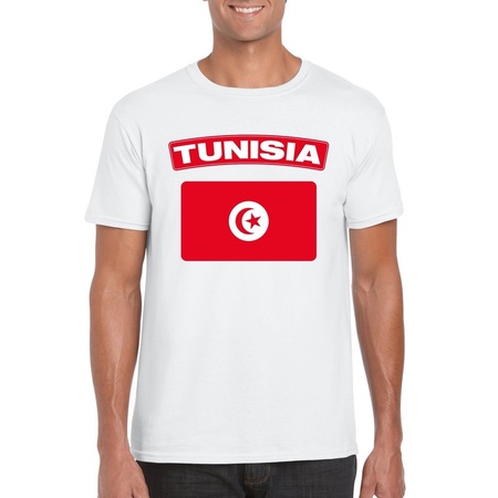 T-shirt wit Tunesie vlag wit heren