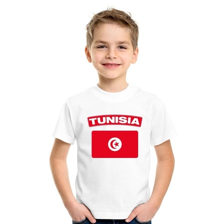 T-shirt wit Tunesie vlag wit jongens en meisjes