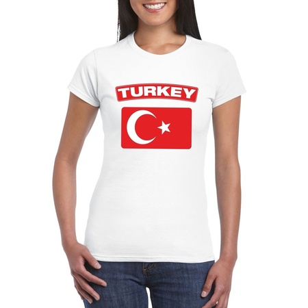 T-shirt wit Turkije vlag wit dames