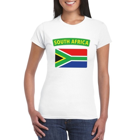 T-shirt wit Zuid Afrika vlag wit dames