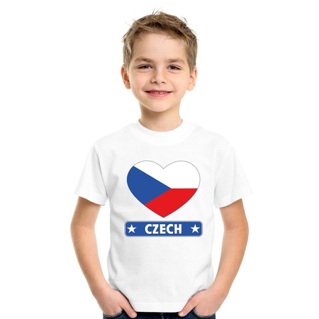 T-shirt wit Tsjechie vlag in hart wit kind