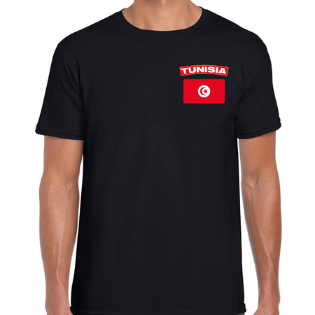 Tunisia t-shirt with flag black on chest for men