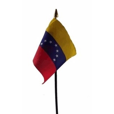 Polyester Venezolaanse vlag voor op bureau 10 x 15 cm