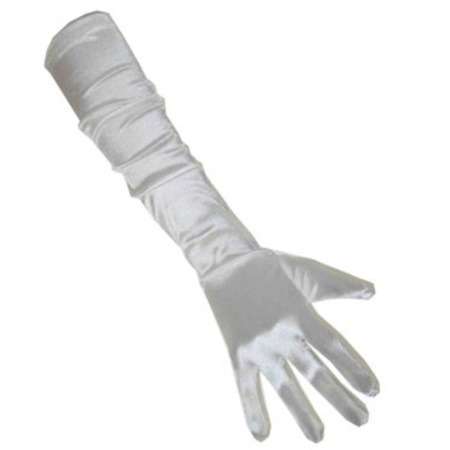 Satijnen gala handschoenen wit